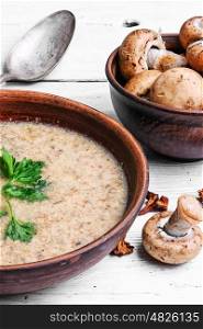 puree soup with mushrooms