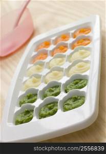 Pureed Baby Food in a Ice Cube Tray