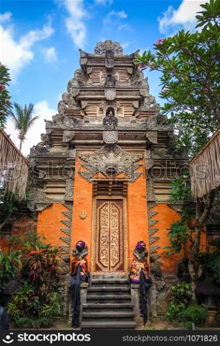 Puri Saren Palace entrance door in Ubud, Bali, Indonesia. Puri Saren Palace, Ubud, Bali, Indonesia