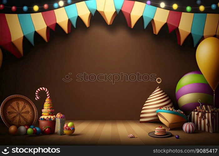 Purim Party Holiday Background. Illustration Generative AI. Purim Party Holiday Background. Illustration AI Generative