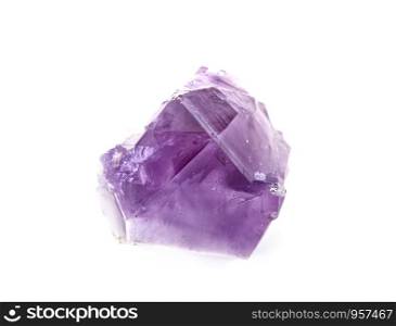 purple amethyst in front of white background