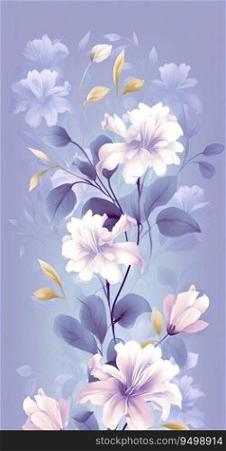 Purple background with a bunch of flowers on it Generative AI
