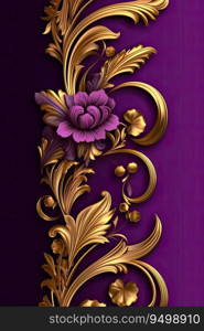 Purple background with gold flowers and a purple background