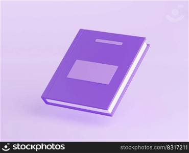 Purple book 3D illustration isolated on background. Design of library icon with hardcover volume of educational or fiction literature for studying or fun. Reading hobby. Source of knowledge. Purple book 3D illustration isolated on background