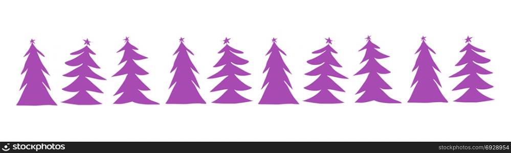 Purple Christmas tree margin . Christmas tree margin winter background, New Year digital illustration