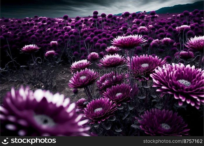 Purple chrysanthemum flowers in autumn