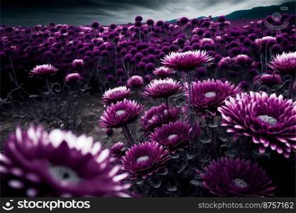 Purple chrysanthemum flowers in autumn
