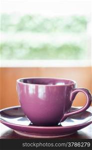 Purple coffee cup with espresso, stock photo