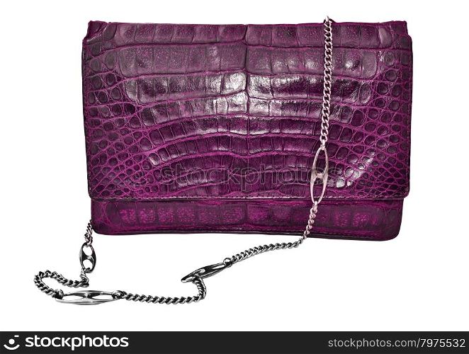 Purple crocodile genuine leather handbag