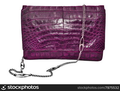 Purple crocodile genuine leather handbag