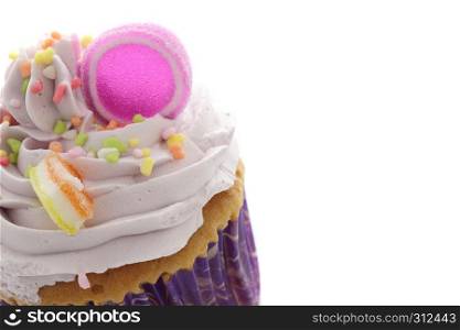 purple cupcake isolated in white background