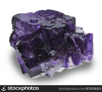 purple fluorite specimen on white background