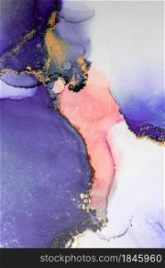 Purple gold abstract background of marble liquid ink art painting on paper . Image of original artwork watercolor alcohol ink paint on high quality paper texture .. Purple gold abstract background of marble liquid ink art painting on paper .