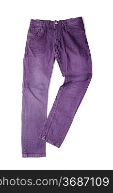 purple slim male jeans isolated on white background