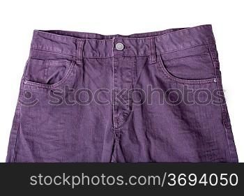 purple slim male jeans isolated on white background