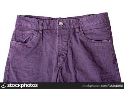 purple slim male jeans isolated on white background
