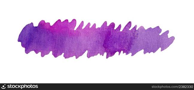 Purple watercolor stain background. Colorful violet blot. Hand painted violet art splash.