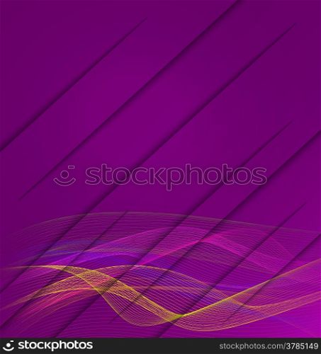 Purple wavy background textured with realistic paper cuts. Colorful waves made with line bend.&#xA;&#xA;