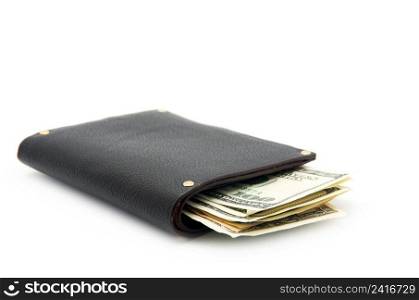Purse with moneys  dollars  isolated on white background