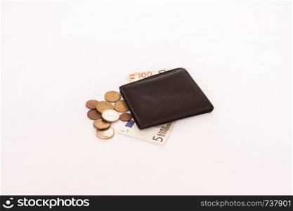 purse with small change for small expenses of the student. purse with small change for small expenses