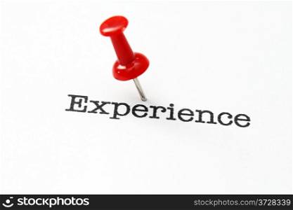 Push pin on experience text