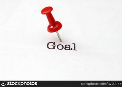 Push pin on goal text