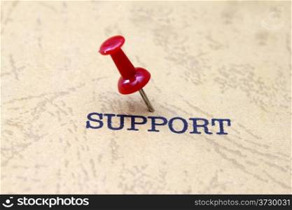 Push pin on support text