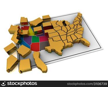 Puzzle build USA. 3d