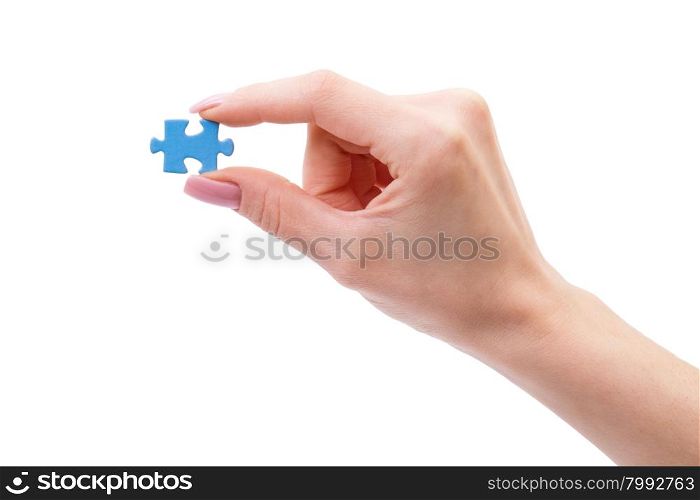 puzzle in hands isolated on white background