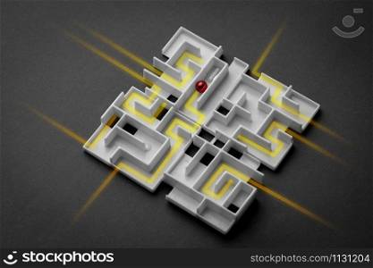 Puzzle Maze & strategy business concept of leadership