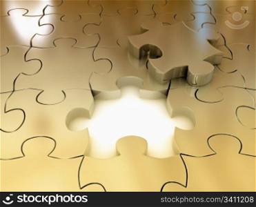 Puzzle over white background. 3d rendered image