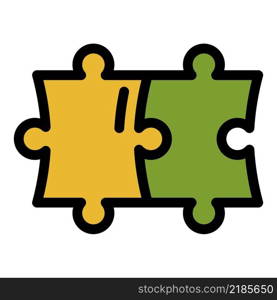 Puzzle solution icon. Outline puzzle solution vector icon color flat isolated. Puzzle solution icon color outline vector