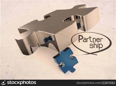 puzzles partnership as vintage style concept 