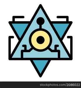 Pyramid alchemy icon. Outline pyramid alchemy vector icon color flat isolated. Pyramid alchemy icon color outline vector