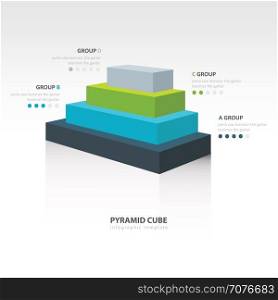 pyramid cube infographic side view 4 color