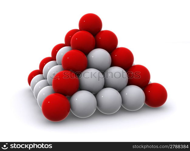 Pyramid from spheres. 3d