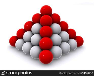 Pyramid from spheres. 3d