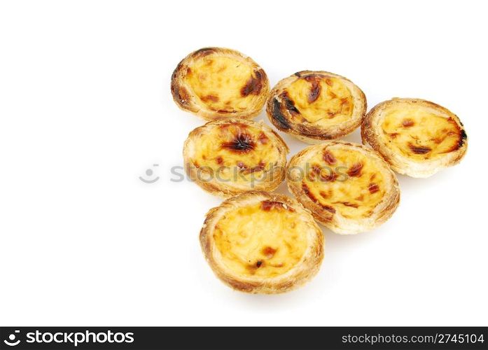 pyramid of delicious pasteis de nata, typical pasty from Lisbon - Portugal (isolated on white background)