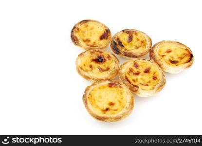 pyramid of delicious pasteis de nata, typical pasty from Lisbon - Portugal (isolated on white background)