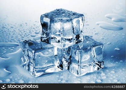 Pyramid of the melted ice cubes with drops