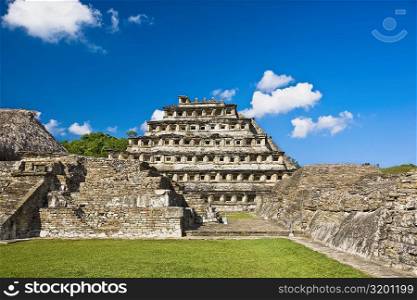 Pyramid on a landscape, Pyramid Of The Niches, El Tajin, Veracruz, Mexico