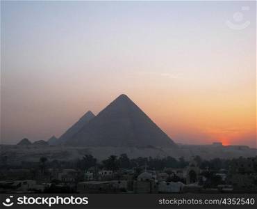 Pyramids at dusk, Giza Pyramids, Giza, Cairo, Egypt