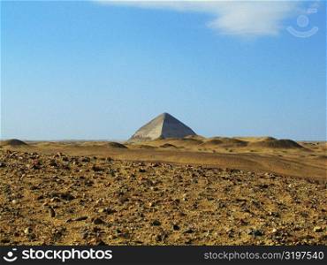 Pyramids in an arid landscape, Bent Pyramid, Dashur, Egypt