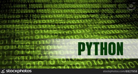 Python Coding Language with Green Binary Background. Python