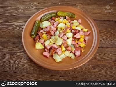 "Pyttipanna - term is Swedish for "small pieces in pan". It is a popular dish in Sweden, Norway and Finland, and in Denmark, where it bears the name biksemad, meaning food which has been mixed together."