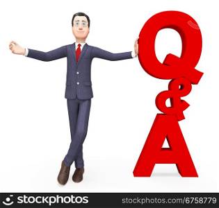 Q And A Showing Frequently Asked Questions And Business Man
