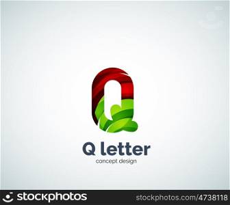 Q letter business logo, modern abstract geometric elegant design. Created with waves