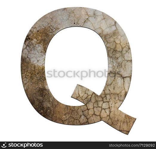 q letter cracked cement texture isolate
