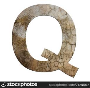 q letter cracked cement texture isolate