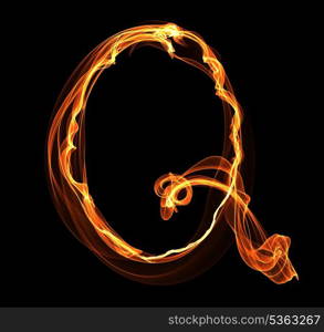 Q letter in fire illustration